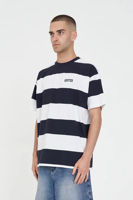 HUFFER Game Day Stripe Tee Navy White