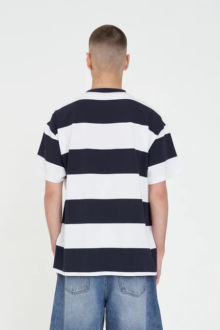 HUFFER Game Day Stripe Tee Navy White