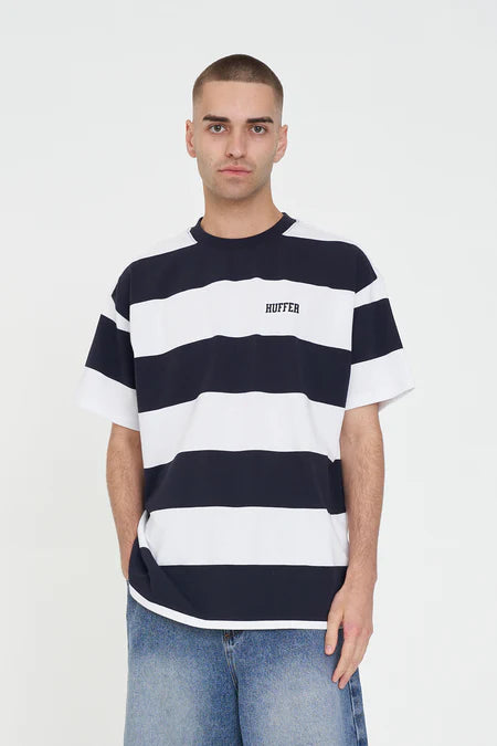 HUFFER Game Day Stripe Tee Navy White