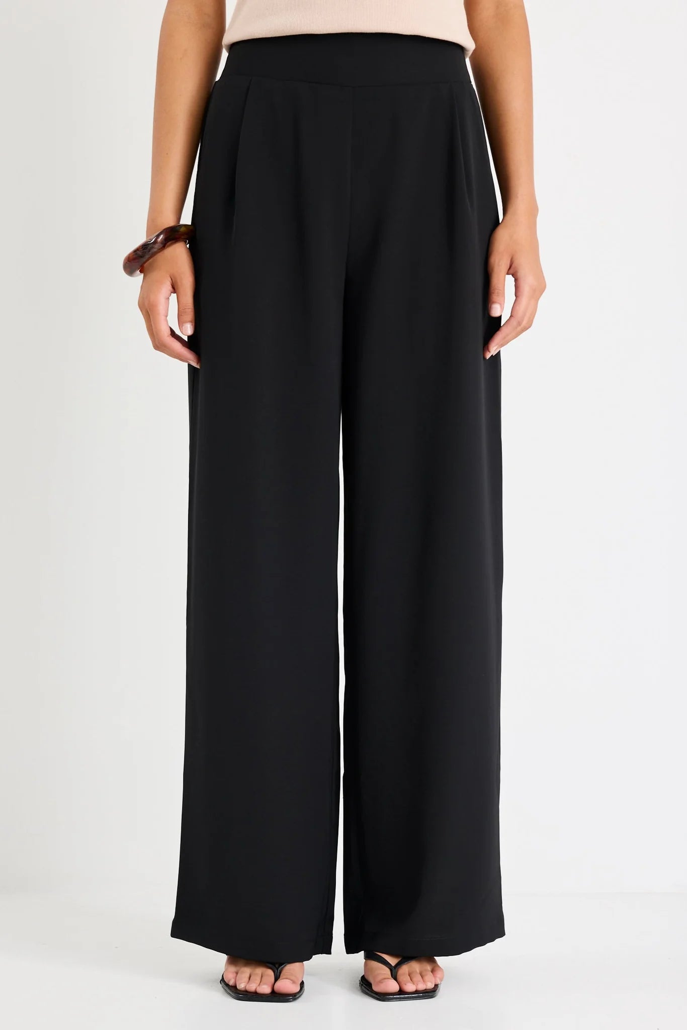 AMONG THE BRAVE Guardian Black Linen Viscose Elastic Back Pants
