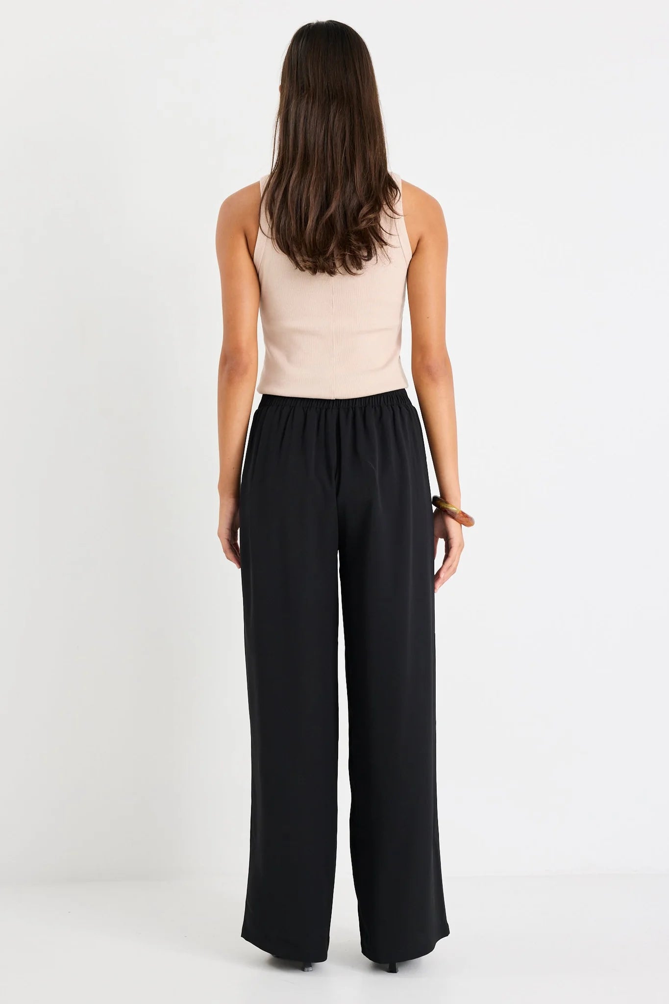 AMONG THE BRAVE Guardian Black Linen Viscose Elastic Back Pants