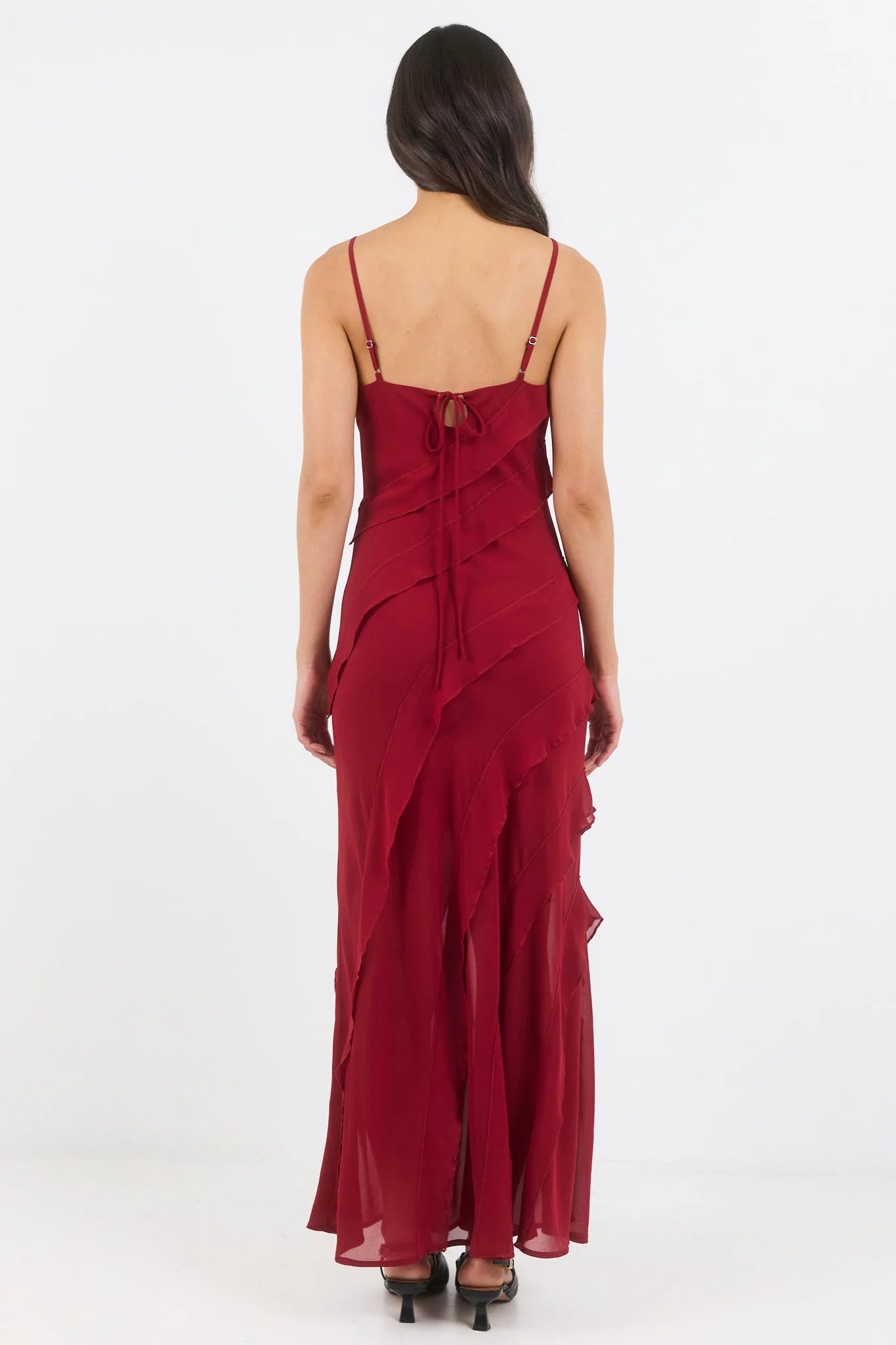 GEORGIA ZOE Galore Georgette Bias Cut Dress Dark Red