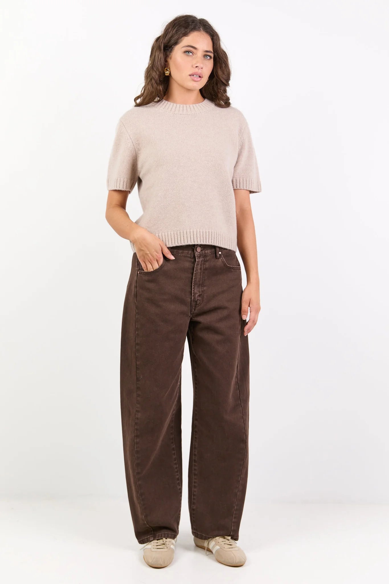 STORIES BE TOLD Goddess Oat Wool Cashmere Knit Tee