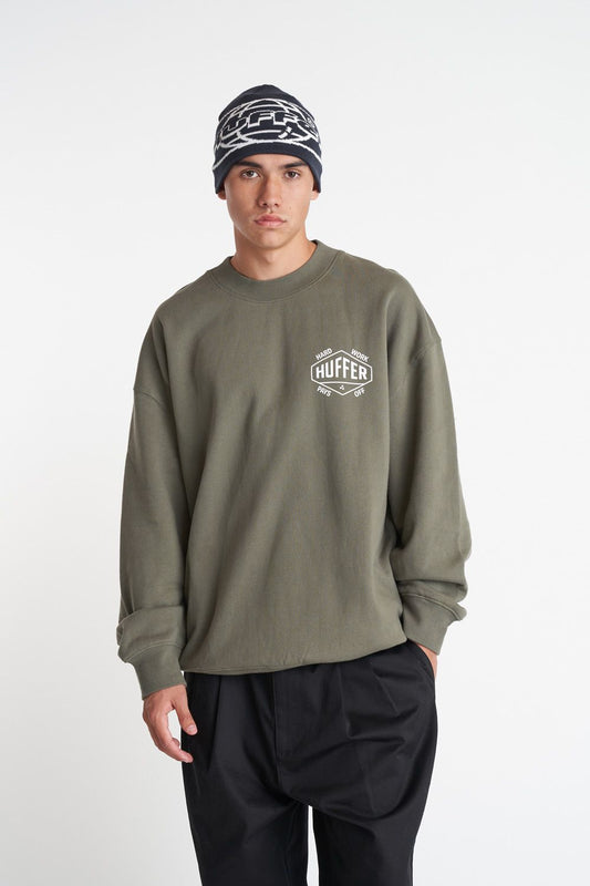 HUFFER Saturday Crew Grid Khaki