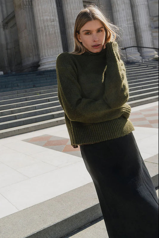 BY ROSA Huddle High Neck Khaki Knit