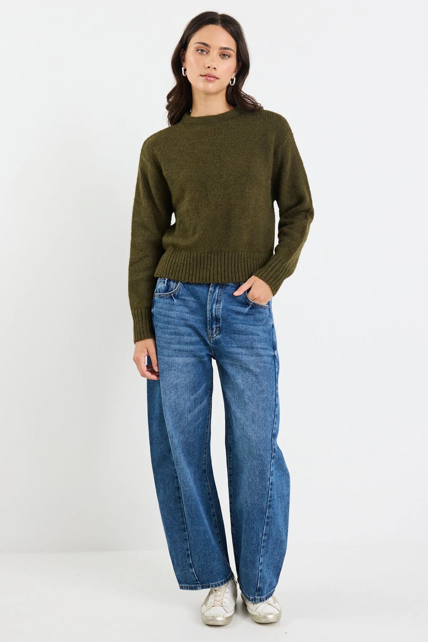 BY ROSA Huddle High Neck Khaki Knit