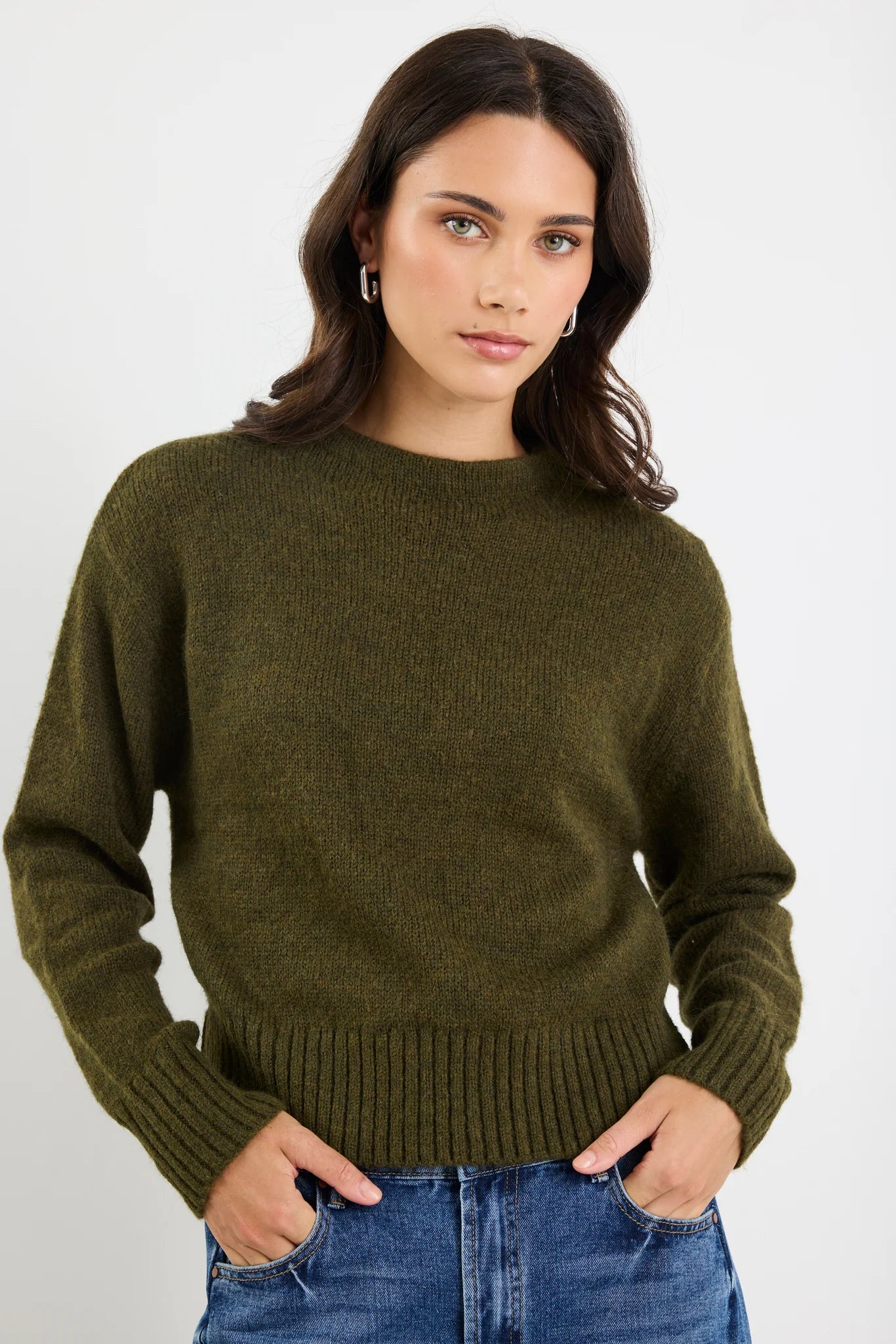 BY ROSA Huddle High Neck Khaki Knit