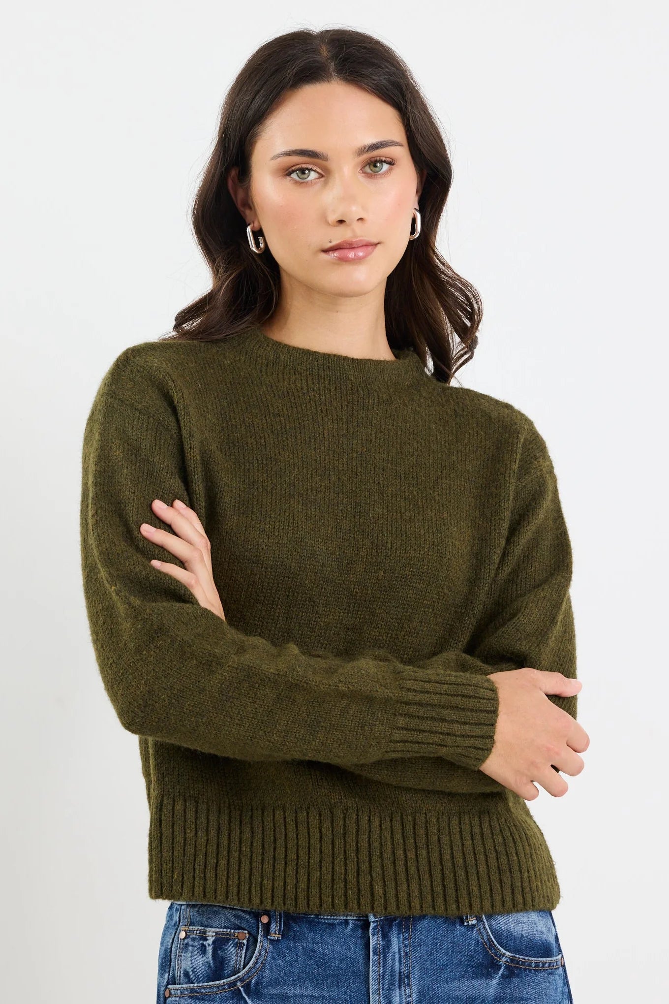 BY ROSA Huddle High Neck Khaki Knit
