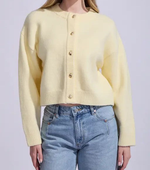 HUFFER Elle Crop Cardigan French Vanilla