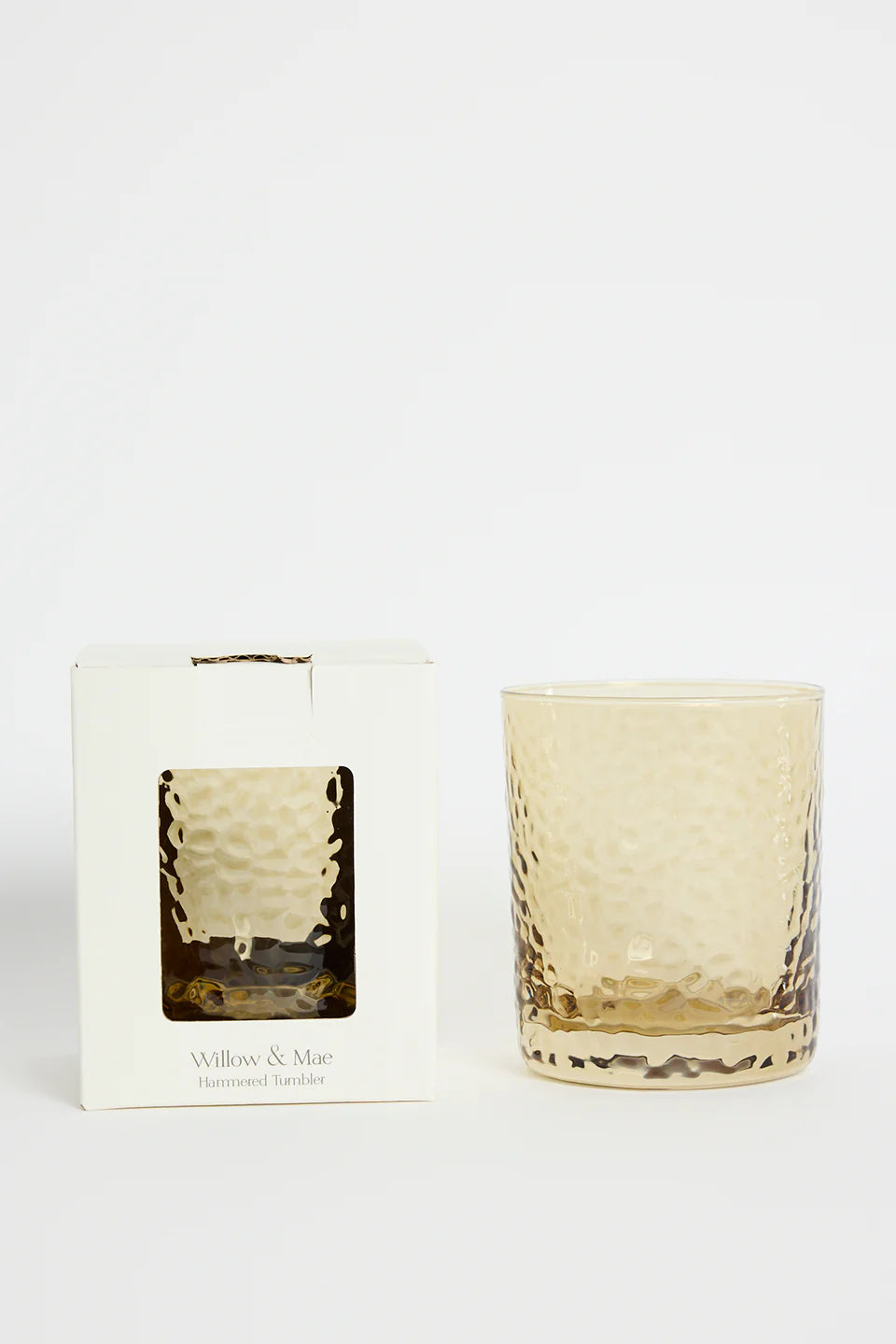WILLOW+MAE Hammered Amber Tumbler Glass