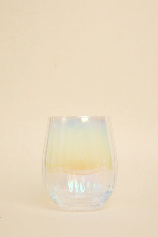 WILLOW+MAE Iridescent Ripple Stemless Wine Glass