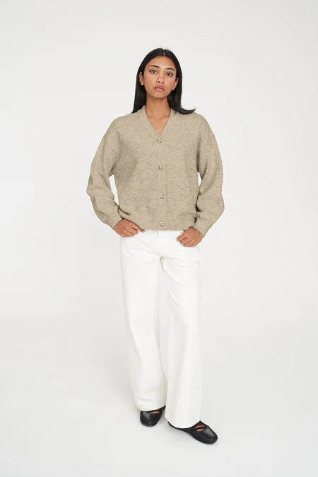 HUFFER Kendall Cardigan Oat Marle
