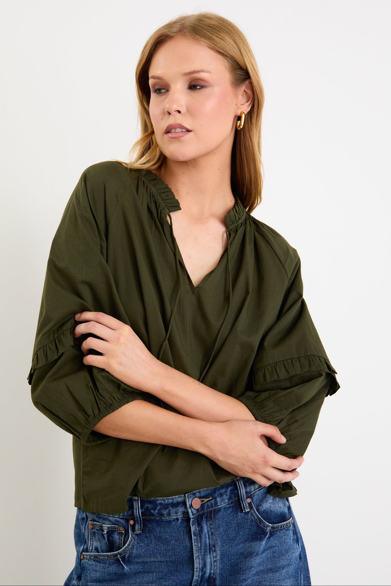BY ROSA Luminary Voile Top Olive