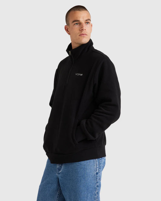 RVCA Mini Flipped Quarter Zip Polar Fleece Black
