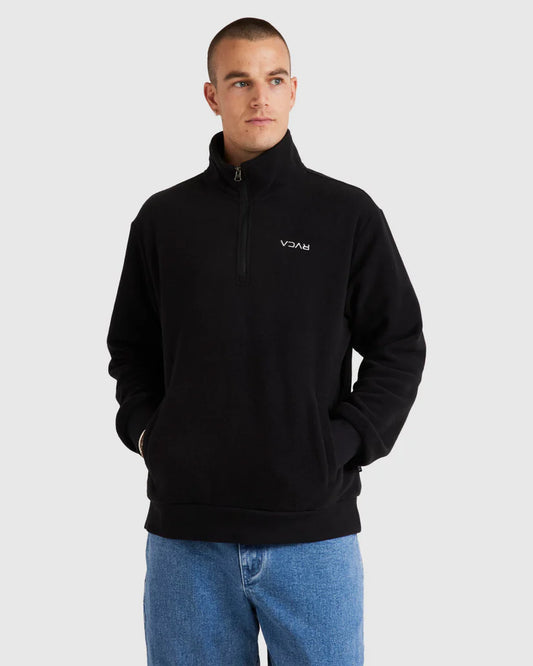 RVCA Mini Flipped Quarter Zip Polar Fleece Black
