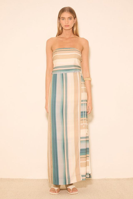 MON RENN Mirage Stripe Strapless Dress