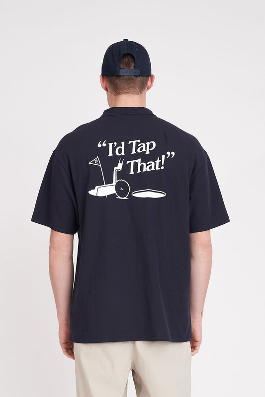 HUFFER Mens Par SS Tap That Polo Shirt Navy