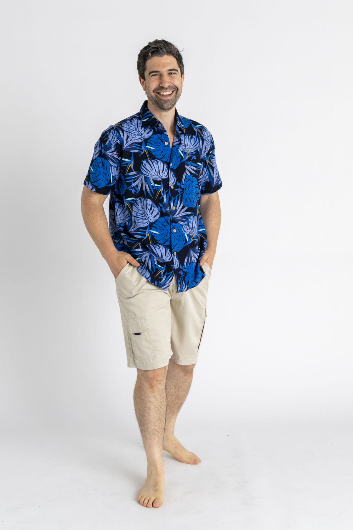 KINGSTON GRANGE Midnight Palms Bamboo Short Sleeve Shirt