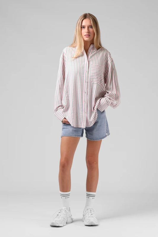 RPM Oversized Shirt Pink Stripe