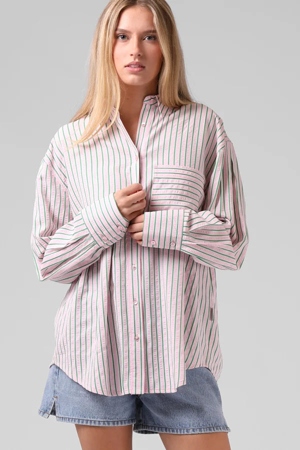 RPM Oversized Shirt Pink Stripe