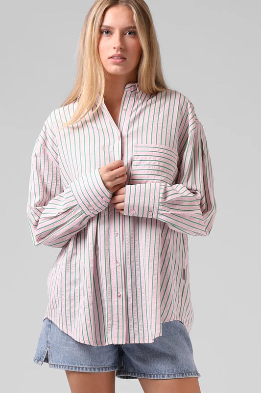 RPM Oversized Shirt Pink Stripe