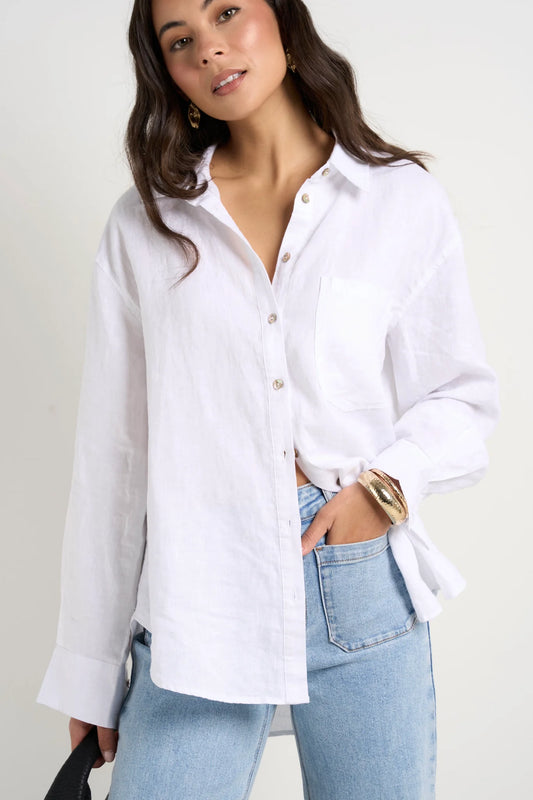 REUNION Optimum White Linen Shirt