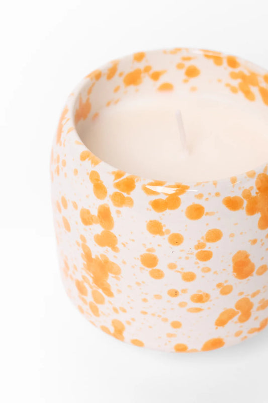 HAYZ HOMEWARES Orange Splash Glazed Ceramic Soy Candle