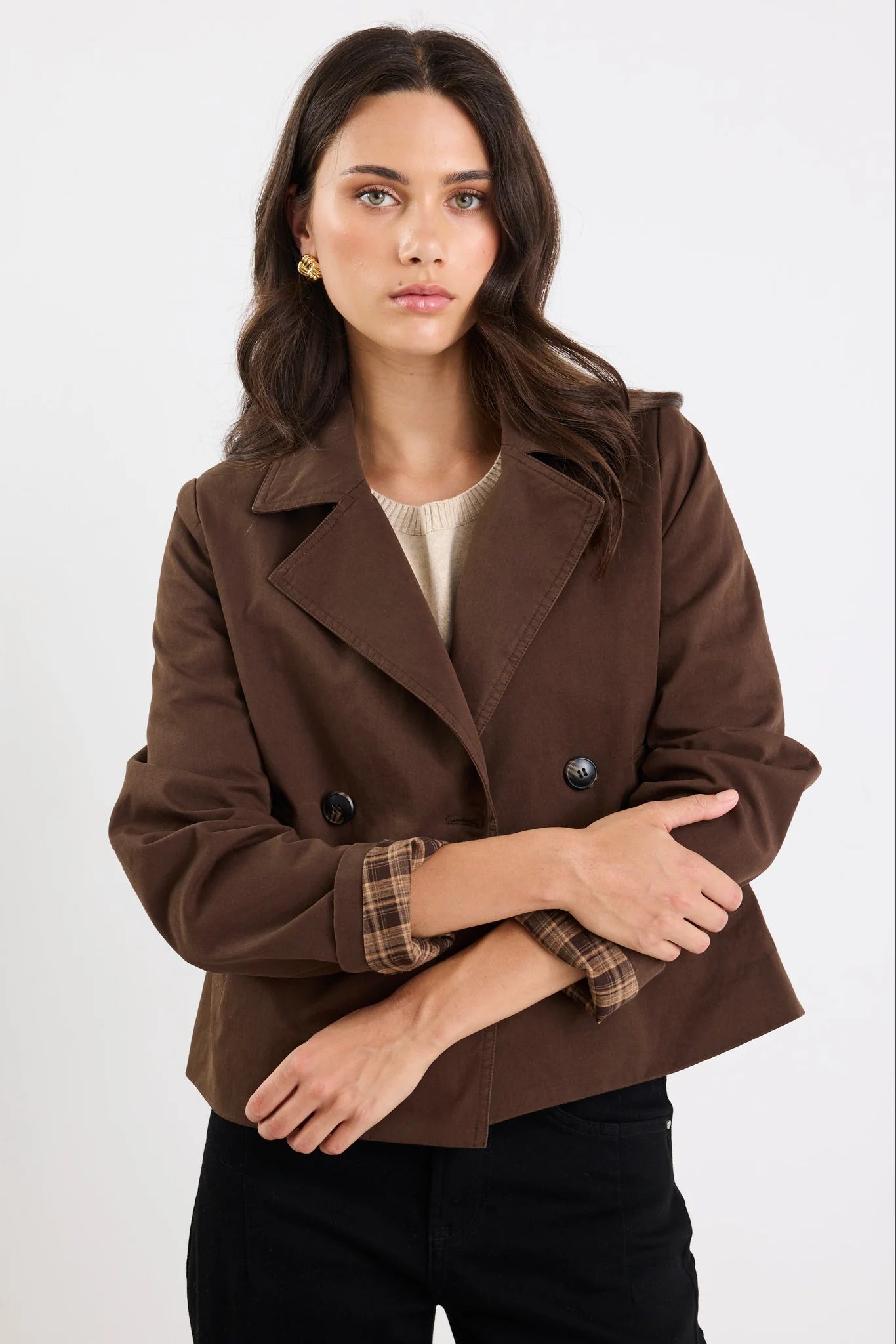 STORIES BE TOLD Pathway Cropped Jacket Chocolate