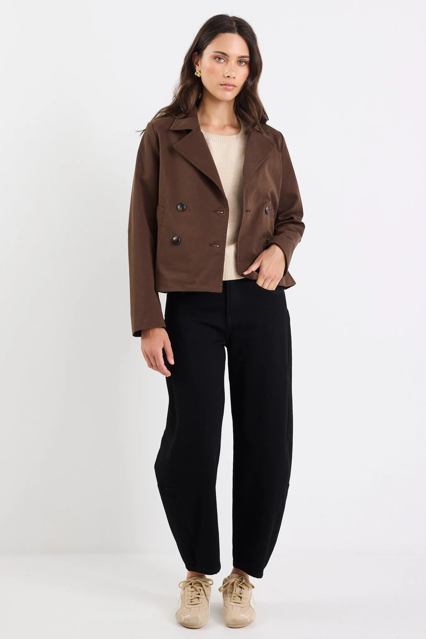 STORIES BE TOLD Pathway Cropped Jacket Chocolate