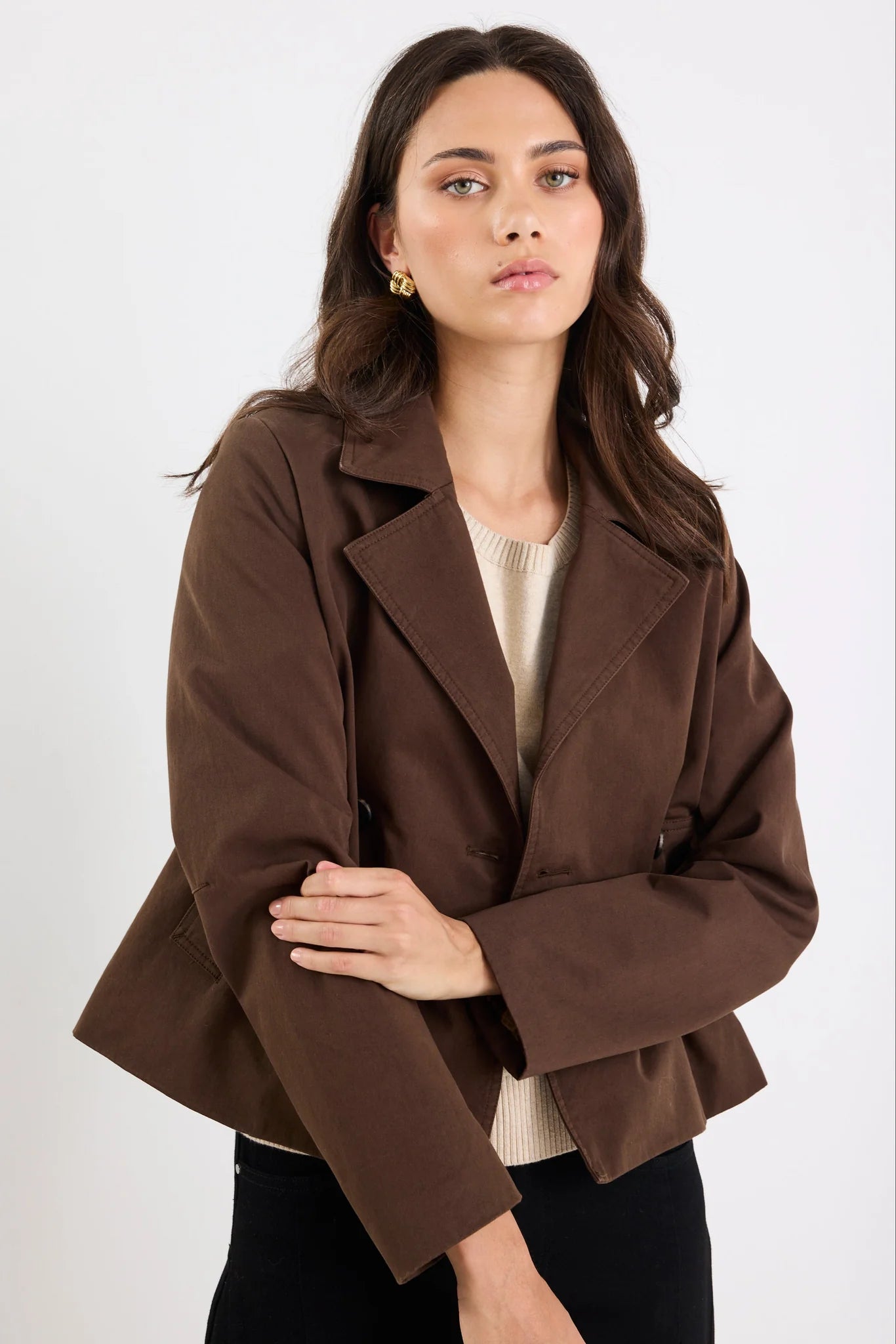 STORIES BE TOLD Pathway Cropped Jacket Chocolate