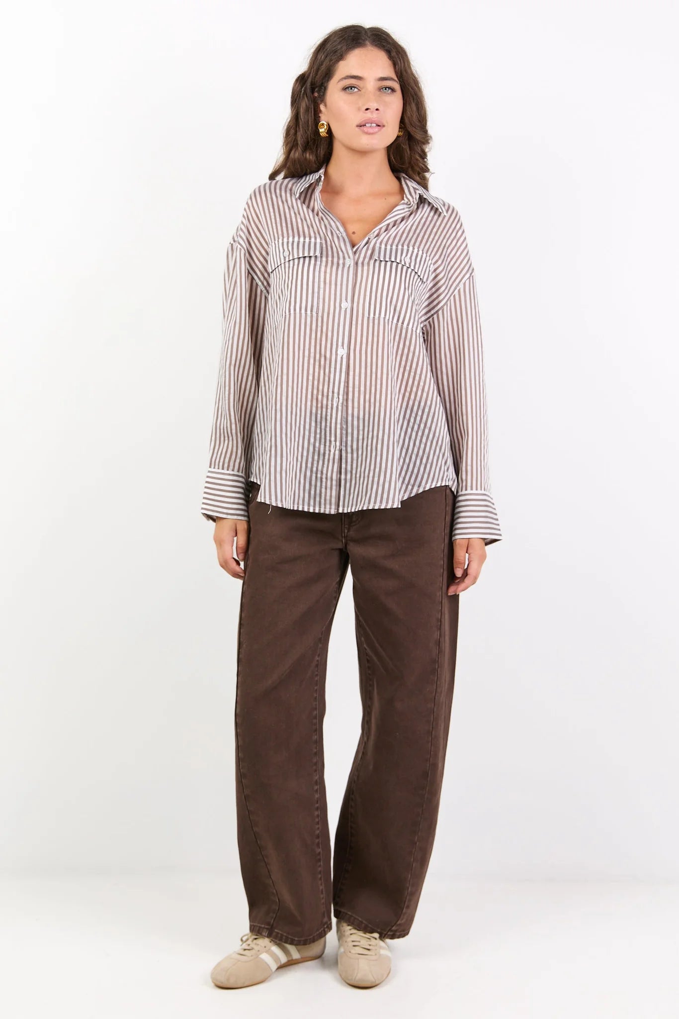 STORIES BE TOLD Preppy Shirt Chocolate Stripe