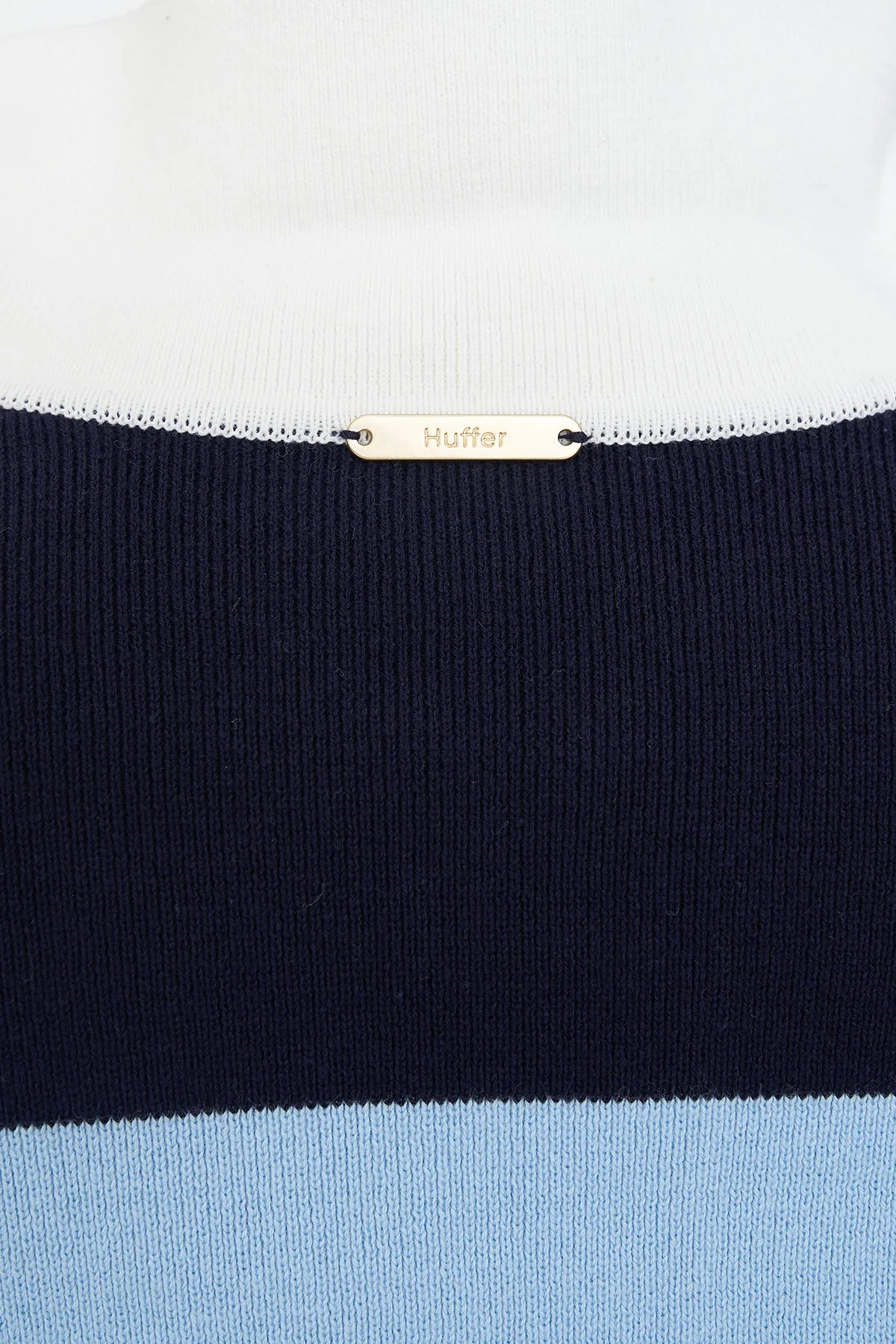 HUFFER Slouchy Knit Polo Bay Blue Navy