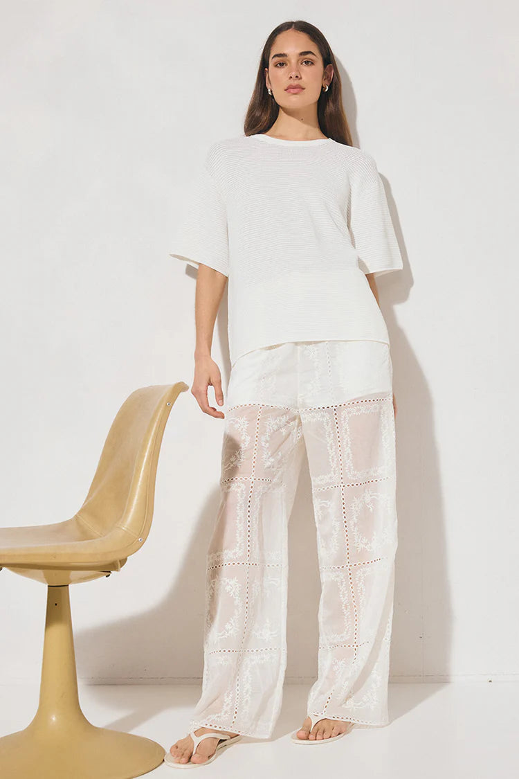 MON RENN Soma Knit Tee White