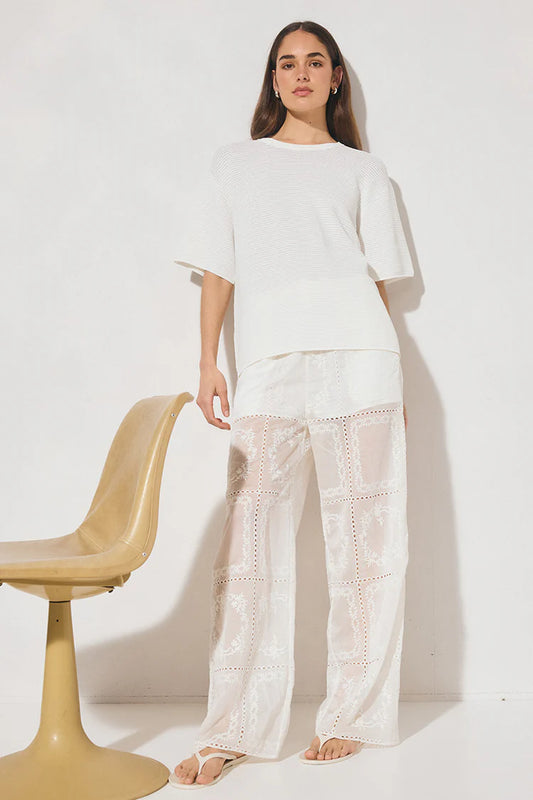 MON RENN Soma Knit Tee White