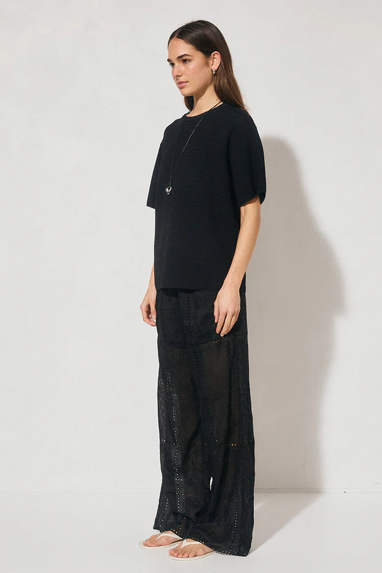 MON RENN Soma Knit Tee Black