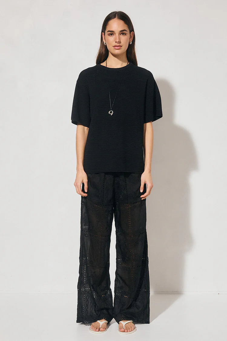 MON RENN Soma Knit Tee Black
