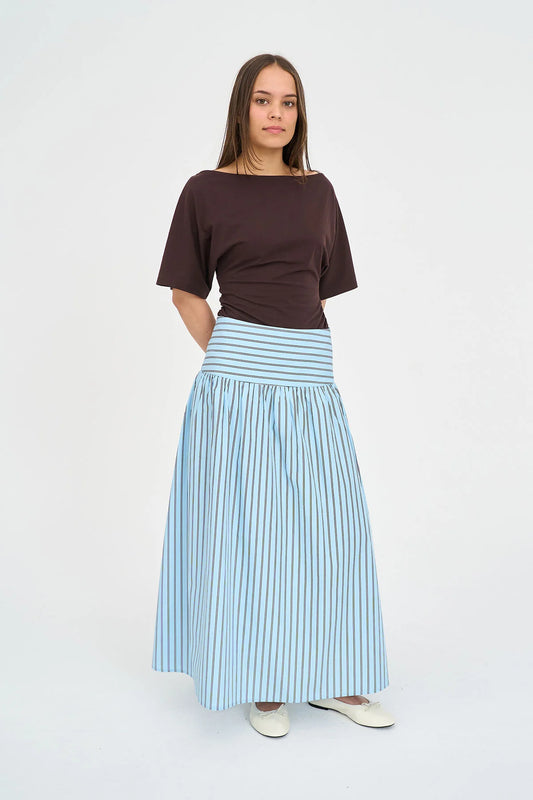 HUFFER Stripe Ashton Skirt Bay Blue
