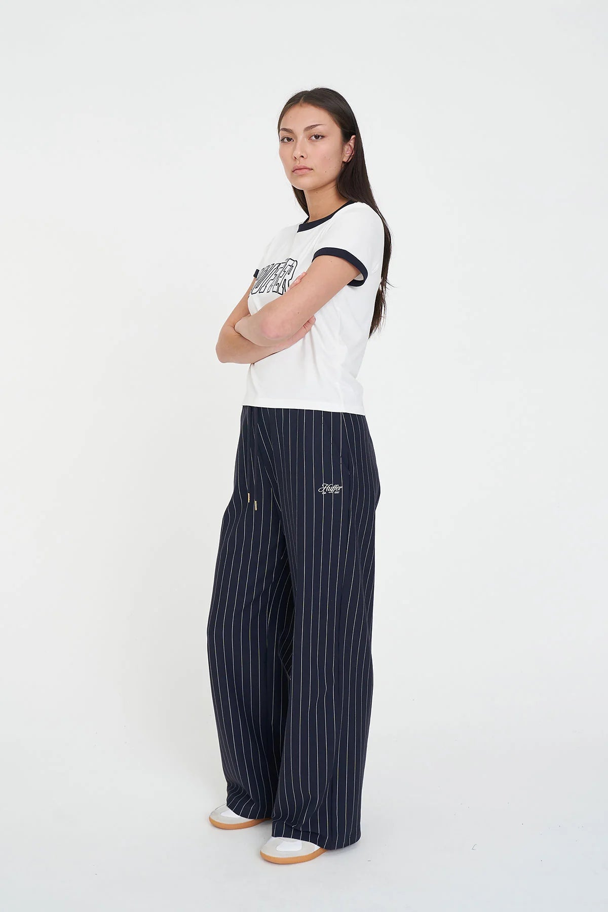 HUFFER Stripe Hailey Trackpant Navy
