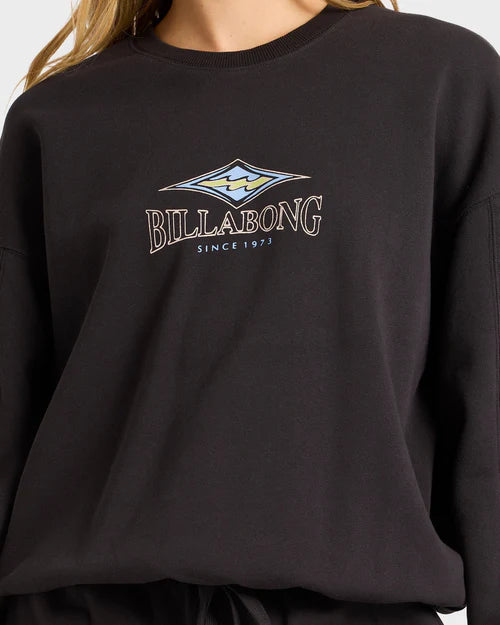 BILLABONG Swipe Right Kendall Crew Neck Sweatshirt Washed Black