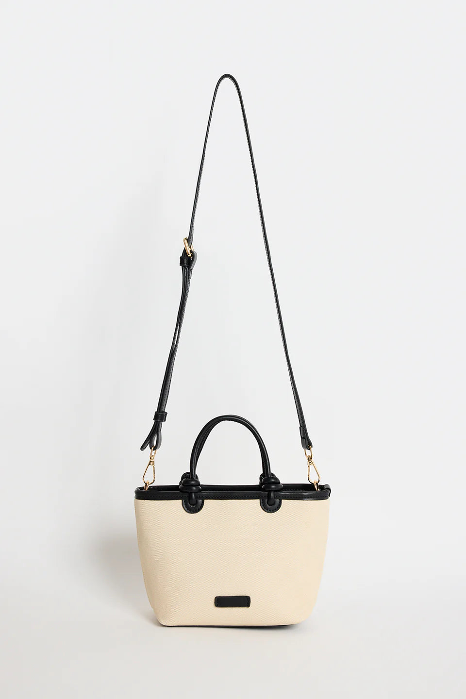 AMONG THE BRAVE  Siena Natural Canvas Pu Trim Small Knot Handle Bag