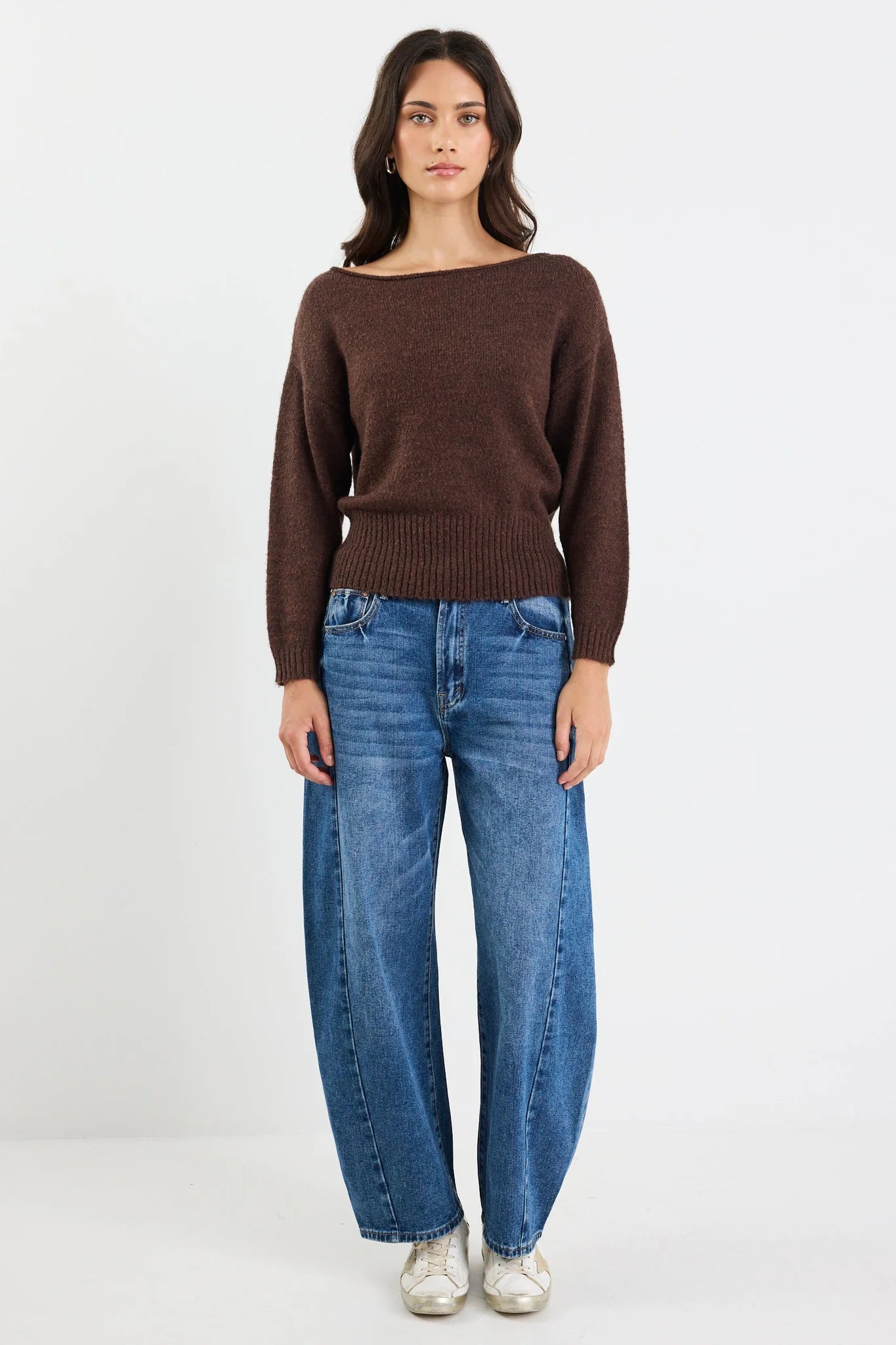 BY ROSA Society Chocolate Off the Shoulder Jumper Top