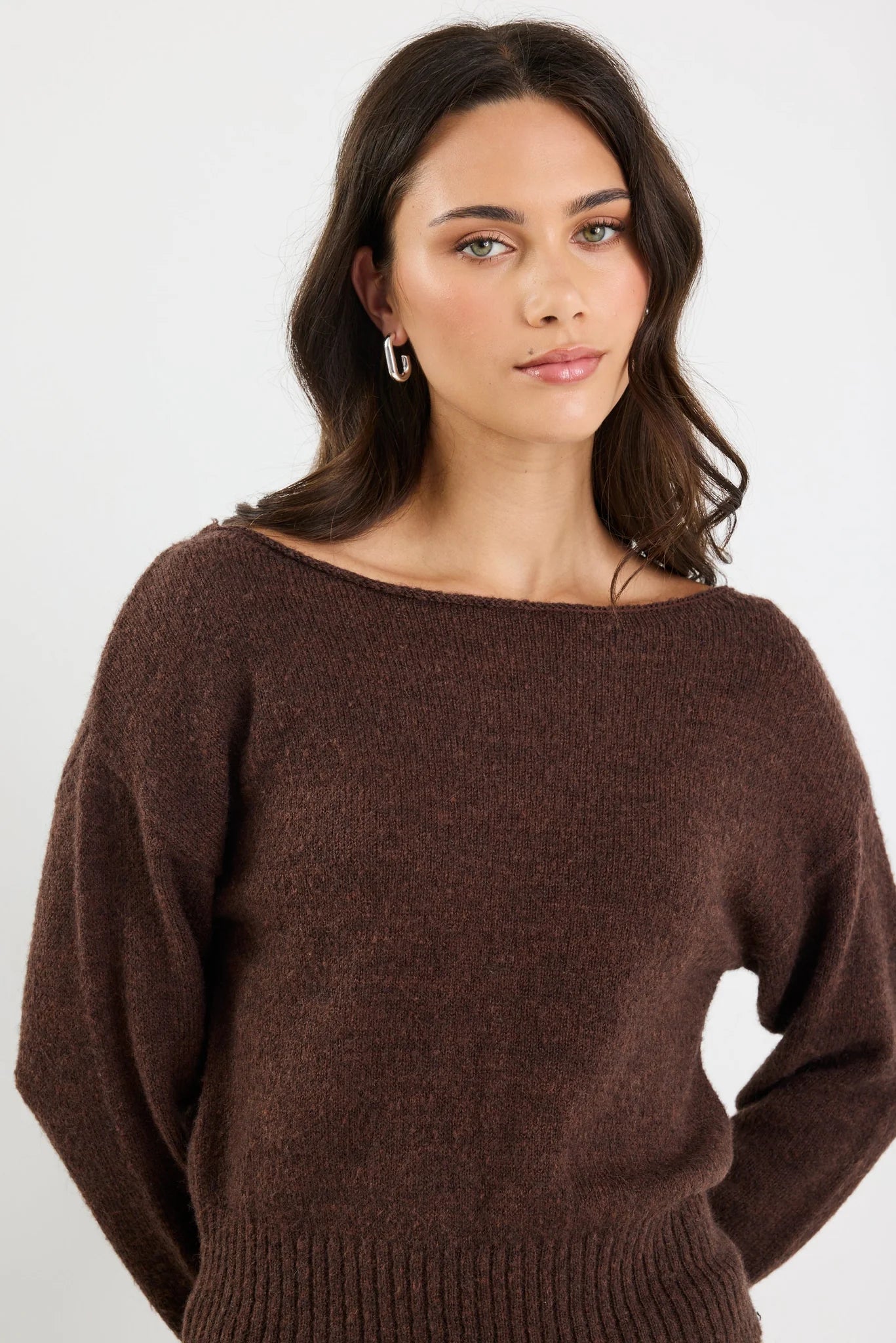 BY ROSA Society Chocolate Off the Shoulder Jumper Top
