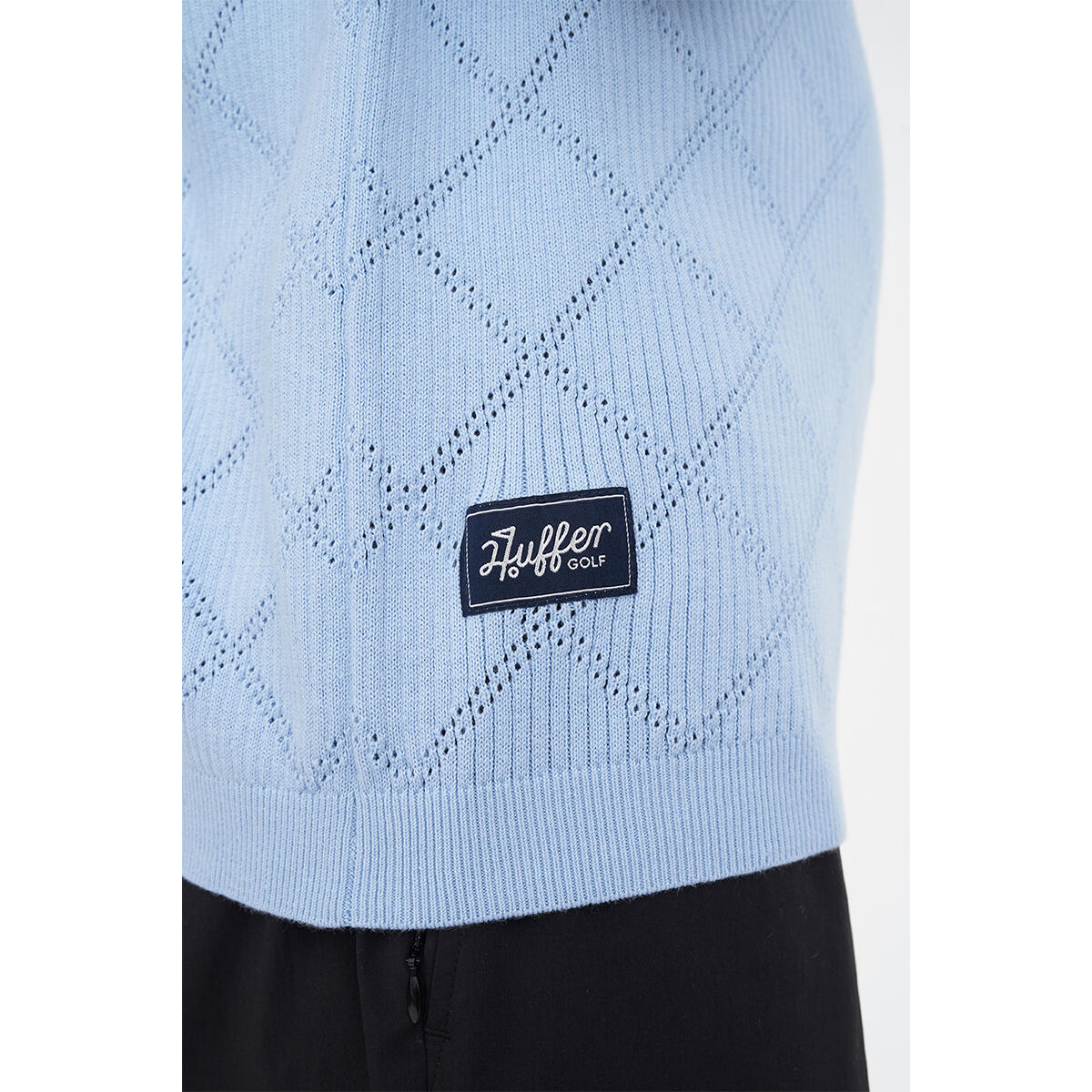 HUFFER GOLF True Knit Diamond Polo Ice Blue