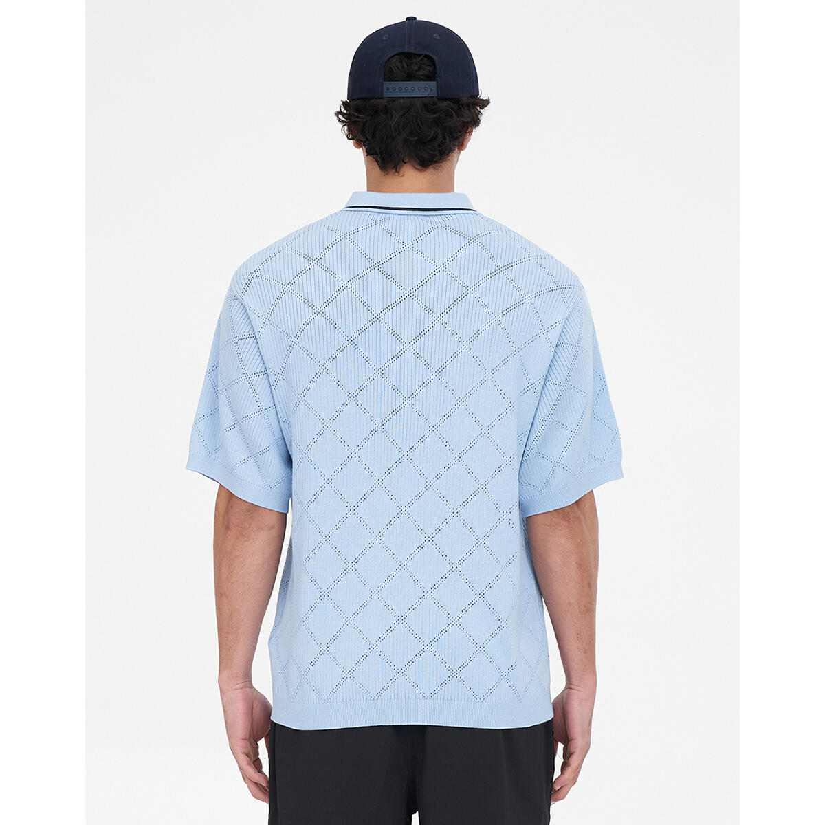HUFFER GOLF True Knit Diamond Polo Ice Blue