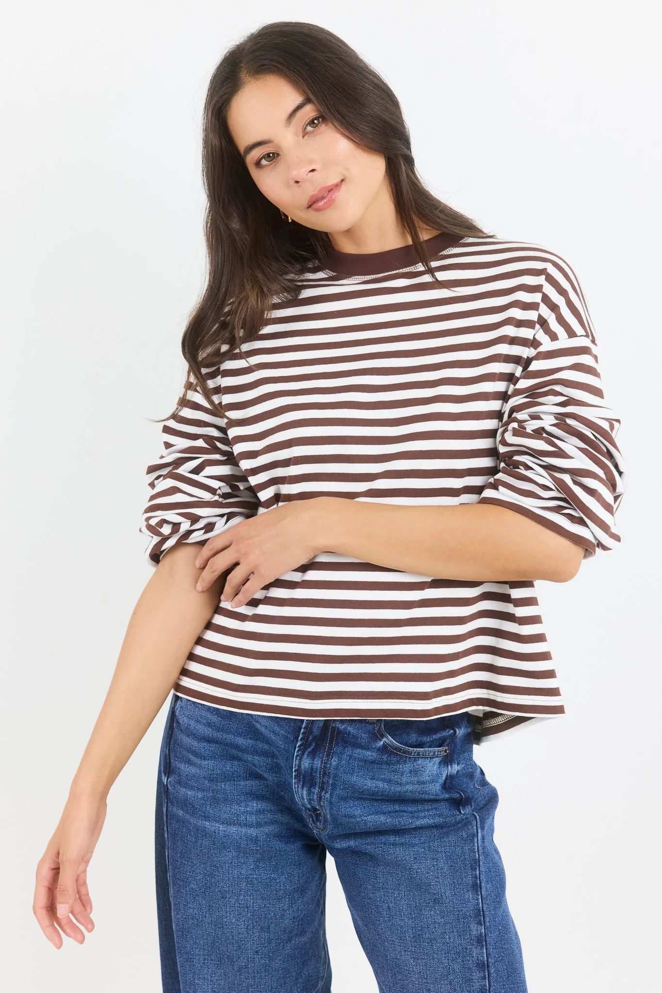 STORIES BE TOLD Unite Chocolate White Stripe Tee