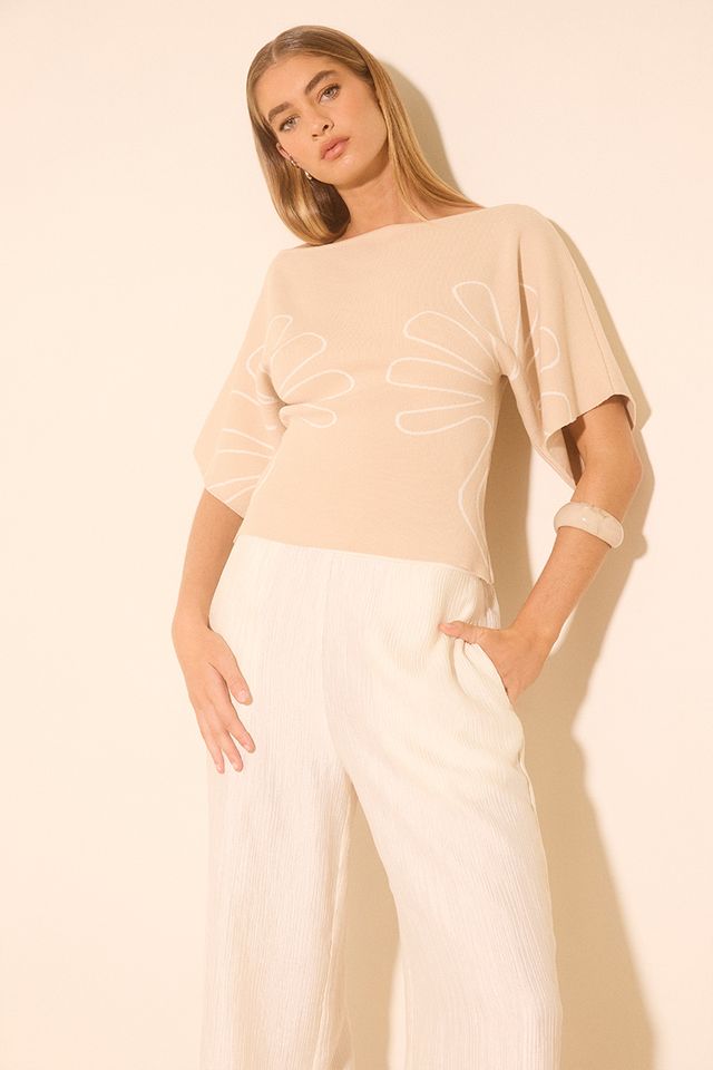 MON RENN Venture Knit Top Cream