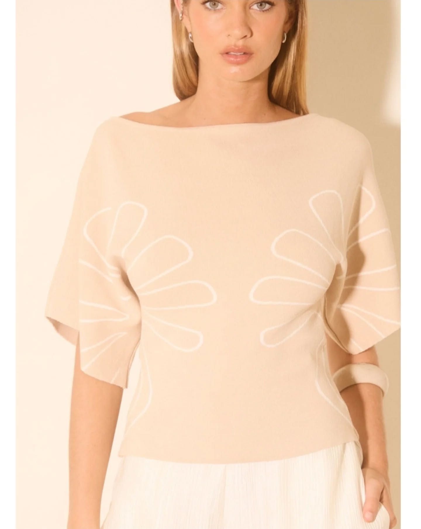 MON RENN Venture Knit Top Cream