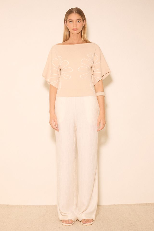 MON RENN Venture Knit Top Cream