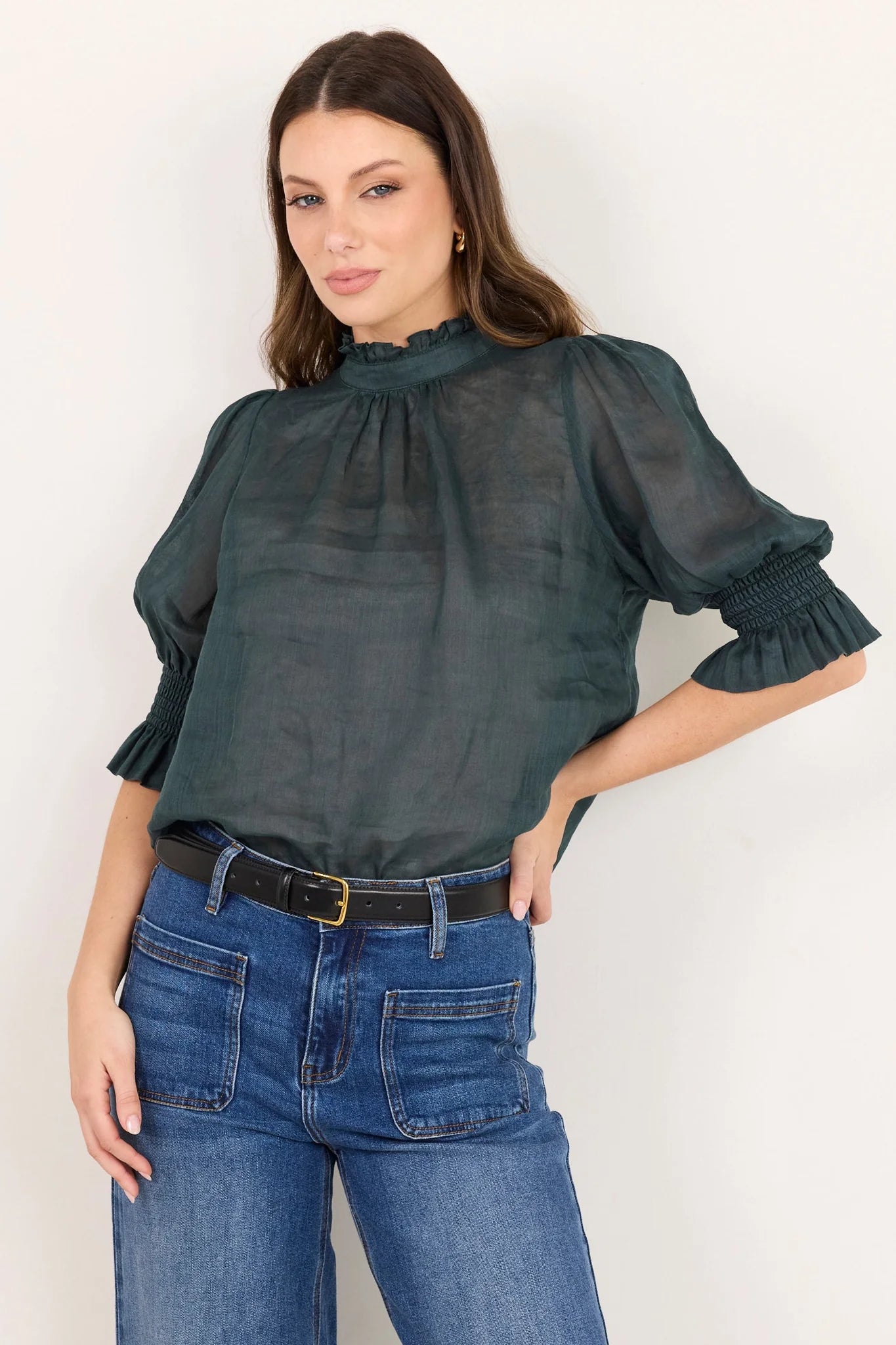 BY ROSA Verse Petrol Sheer Top