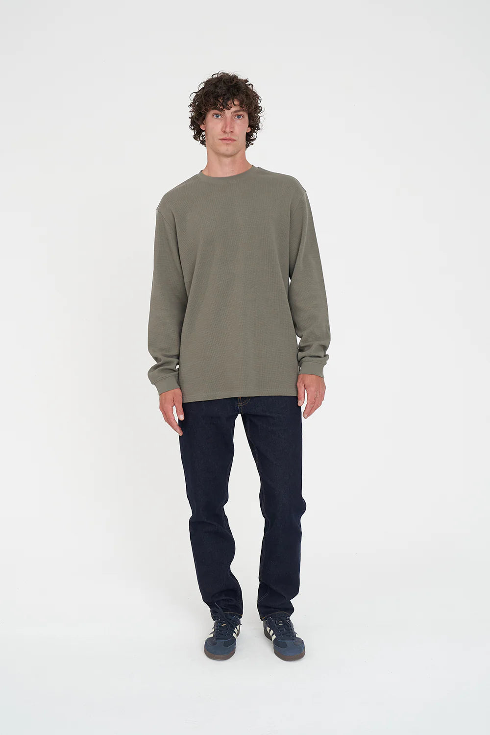 HUFFER Waffle Long Sleeve Sup Tee Khaki